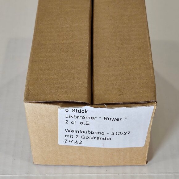 Vintage Roemer Bockling 6 Cordial Glasses Beehive Stem Gilt Embellished Grapes - Picture 10 of 10